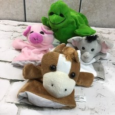 Plush Hand Puppets Lot Of 4 Elephant Horse Lizard Pig Play Pretend Animals