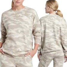 Athleta Studio To Street Printed Sweatshirt Camo Luxe Oatmeal Camouflage