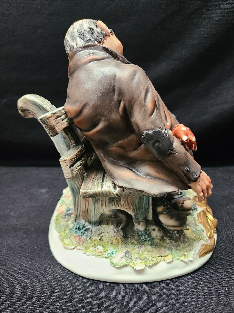 Vintage Capodimonte Tramp on a Bench Porcelain Figurine | eBay