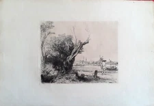 REMBRANDT ETCHING (DURAND) :  OMVAL  -  EARLY, FOLIO, WATERMARKED PAPER