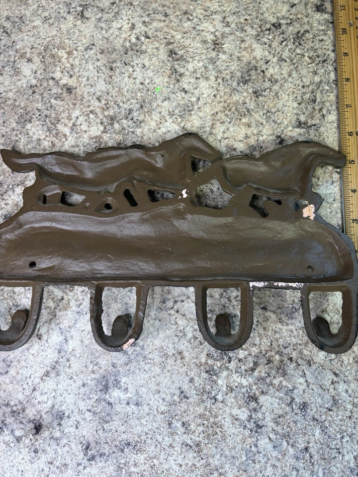 Cabide placa de parede cavalo ferro fundido envelhecido decoração rústica fazenda ocidental - Imagem 4 de 4