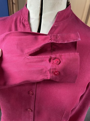 Vintage St Michael Magenta Long Sleeved Ladies Shirt, Size 12, M&S.