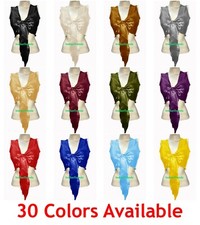 Satin Wrap Top Blouse Choli Sleeveless Belly Dance Gypsy Tribal Oriental Shiny