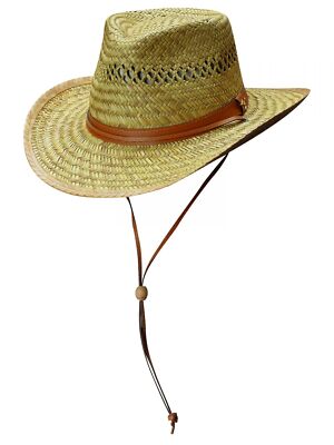 Dorfman Pacific Rio Outback Straw Hat With Chin Cord 384c