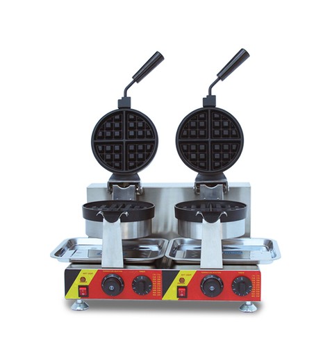 110V Double-head Round Waffle Maker Machine Non-stick Temperature Time Control - Picture 6 of 24