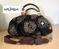 MALIPARMI borsa in tessuto antimacchia, pelle e decori in argento e pietre dure