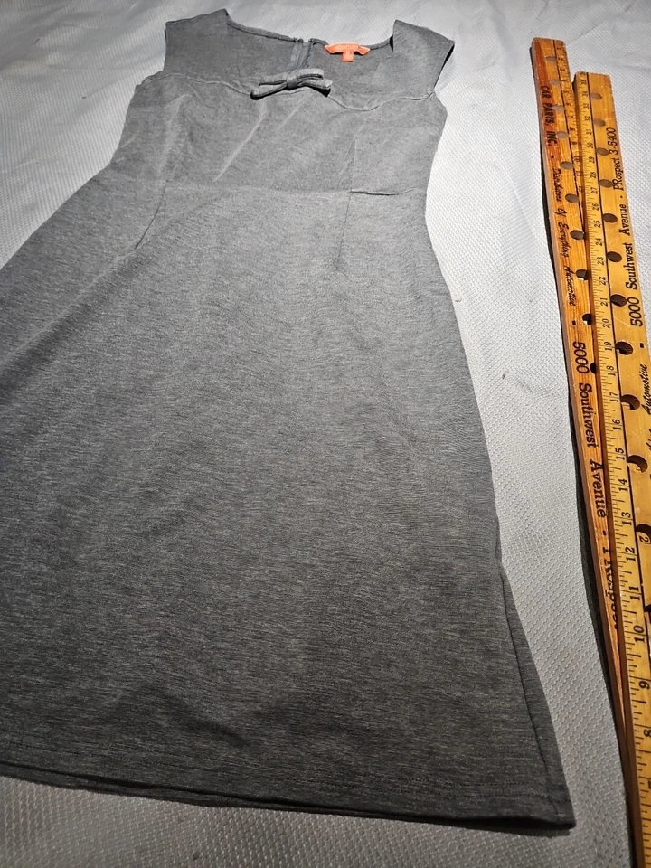 Modcloth Dress Womens Medium Gray Sheath Bow Zip Retro Casual Preppy Top - Image 4 of 4