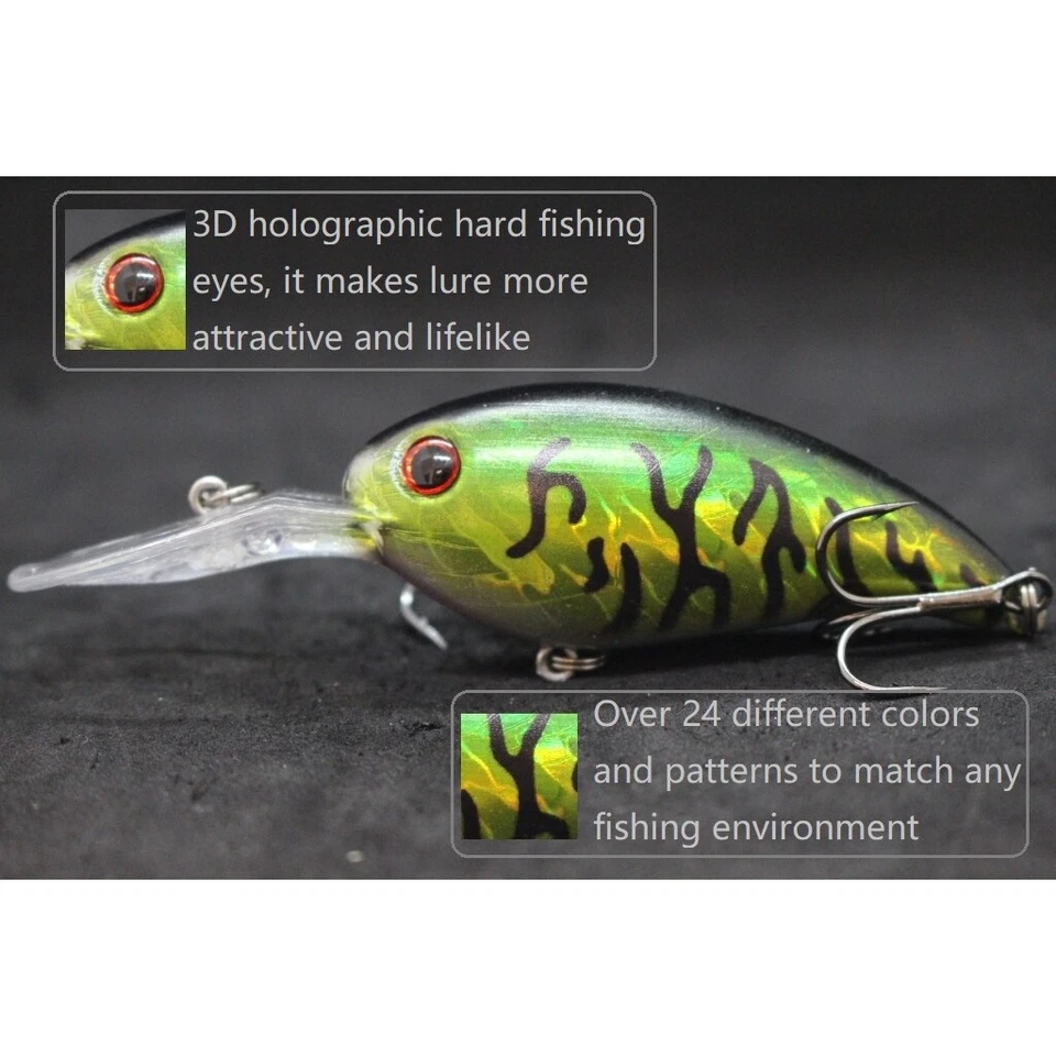 Crankbait para señuelos de pesca de lubina con señuelo 4 pulgadas buzo profundo 2 ganchos fuertes C55 Foto 2 de 4