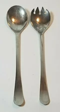Silver Plated Italy Salad Serving Fork and Spoon 9 inches Silver Plate Vintage 