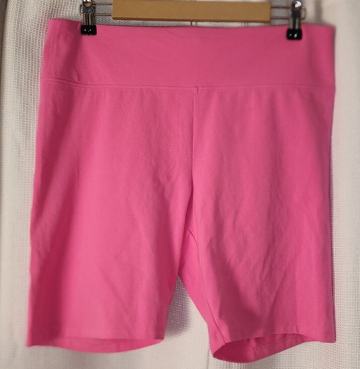 Women's Hot Pink Biker Shorts - Large, Soft Cotton Stretch Yoga Fit-image