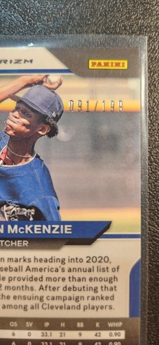 2021 Panini Prizm Blue Donut Circle Prizm 091/199 Triston McKenzie #25 Rookie RC - Picture 3 of 3