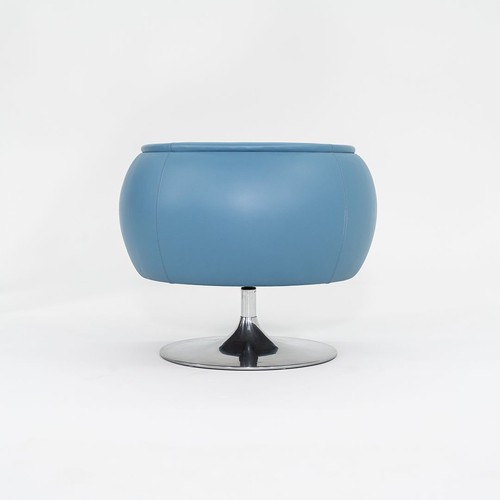 2010s Joe D'Urso for Knoll Swivel Lounge Chairs Blue Leather Model 2165 2x Avail - 第 5/12 張圖片