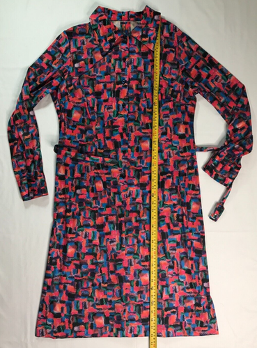 VINTAGE RETRO 1970s - 80s CASUAL TEA DRESS 40" CHEST 42" LENGTH RED PATTERN VGC - Picture 7 of 16