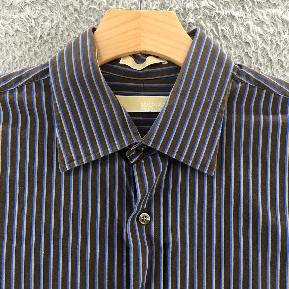 Camisa Michael Kors Manga Larga Para Hombre 17 Multicolor Algodón Rayas Botón Frontal Foto 3 de 4