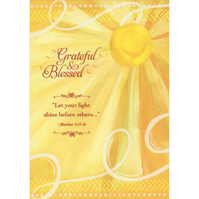 Yellow Sun and Swirls Grateful and Blessed Clergy Appreciation Card