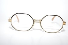 Vintage Brillen Hexagon Eyeglasses 48 18 130 Gold/Black Tone