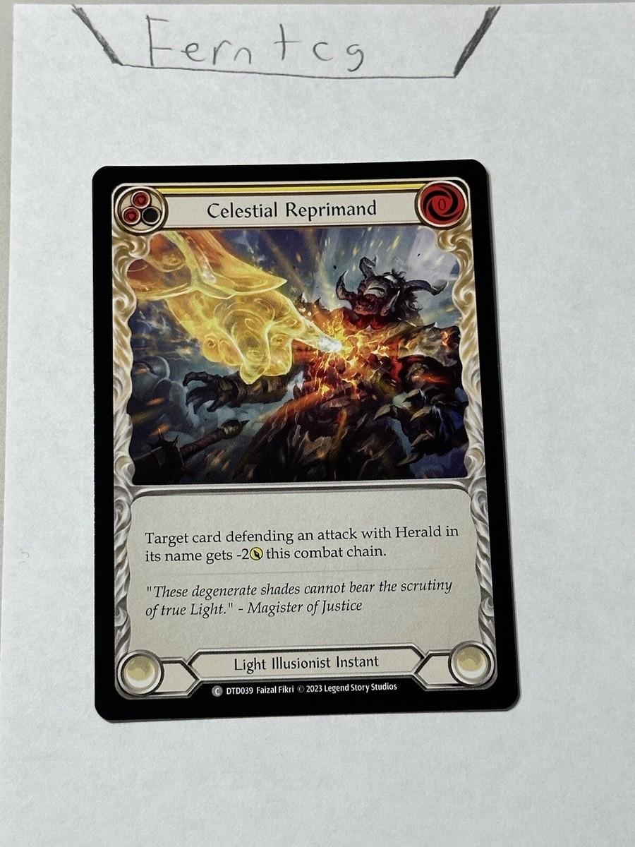 flesh and blood card rarities Celestial Reprimand Yellow Common Dusk till Dawn Ships Same Day! Have you checked out the