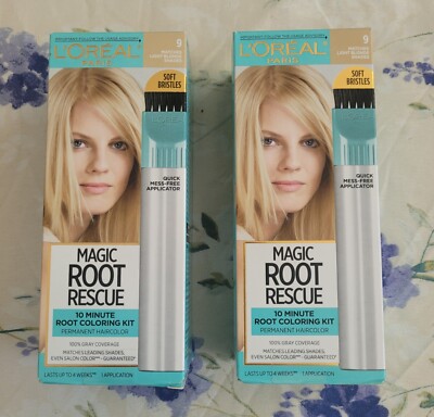 2 Pack L'Oreal Paris Magic Root Rescue Permanent Hair Color, Light Blonde 9