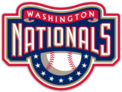 Washington Nationals Baseball w/ RW&B, Banner Logo Type MLB Die-Cut MAGNET