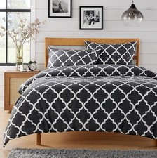 Image of Gingham Check Duvet Cover Reversible Quilt Bedding Pillowcase Single Double King