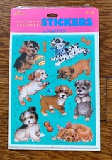 Cute Vintage Hallmark DOG Stickers 4 Sheets 1987 NOS Sealed Puppy, Bones, Ball