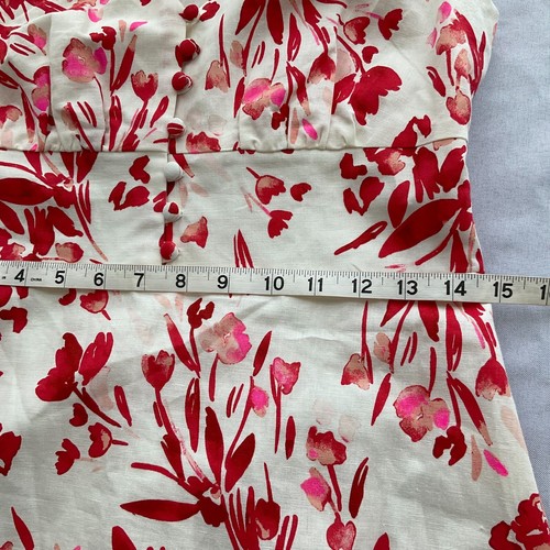 BANANA REPUBLIC Dress Women Size 4 Ruffle Sleeves Spring Coral Pink Linen Cotton - Picture 7 of 12