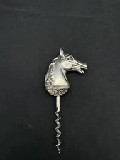 Vintage Silverplate Horse Head Wine Bottle Corkscrew, Spain