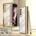 For Samsung Galaxy Fold5 Fold4 Z Fold3 Clear Folding Case + Glass Cover + Pen