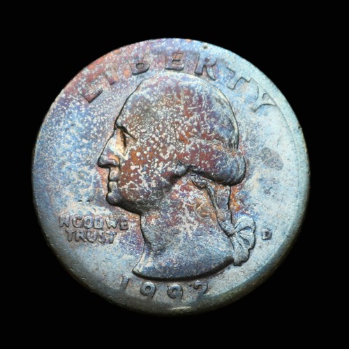 1992-D Toned Washington Quarter Rainbow Toning Dryer Coin