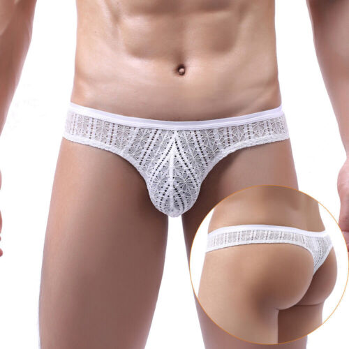 2025 Men Thong Sexy Lace G-string Bikini Briefs Sissy Panties Lingerie Underwear - Picture 15 of 23