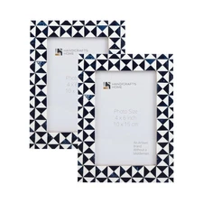 4 by 6 Picture Frames Pack of 2 – Marquet Indigo Resin Inlay Photo Frame, Dec...
