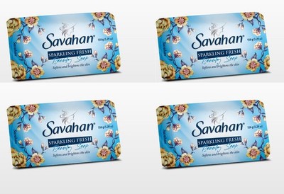 Savahan Sparkling Fresh Beauty Soap  Softens & Brightens - 4 Bars. 5.29 oz each.