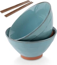Japanese Ramen Bowls, Microwavable, Dishwasher Safe, Terracotta, for Rice,