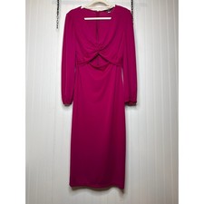 Ralph Lauren Women's Twist-Front Jersey Cutout Dress Midi Pink Career Work Sz 6