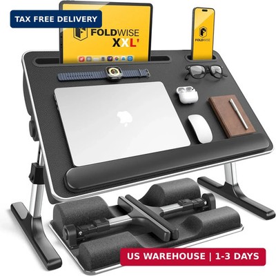 FoldWise 2-in-1 Lap & Bed Desk with Soft Cushions - Adjustable Height & Angle, F