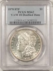1878 8 TF $1 MORGAN DOLLAR VAM-18 DOUBLED DATE - PCGS MS-62, BLAST WHITE!