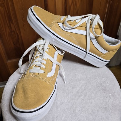 Vans Old Skool Mustard Yellow White Sneakers Men 7.5 Women 9 Shoes Suede Wear 