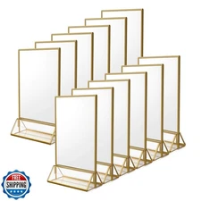 NIUBEE 12Pack 5 x 7 Clear Acrylic Wedding Table Number Holder Stands with Gol