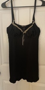 SMART & SEXY Black Lace 34/36 C Adjustable Strap Sheer Teddy Lingerie