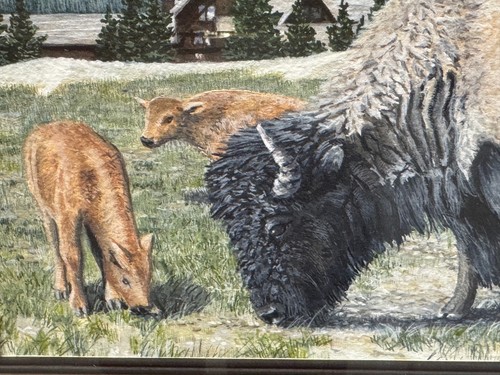 James Reed 2003 Yellowstone gerahmtes Original Aquarell aus Old Faithful Inn - Bild 3 von 13