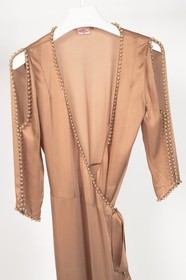 Agent Provocateur Francis Nude Faux Pearl Embellished Silk Satin Gown, Size US S