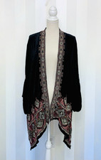 Johnny Was Black Velvet Silk Embroidered Kimono Jacket Size XXL