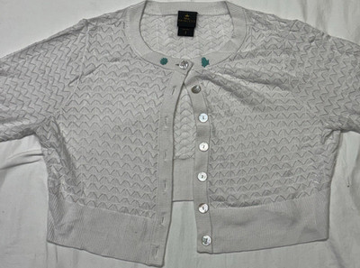Disney Princess Girls White Cardigan Sweater Short Sleeve Size 2 Button Ariel