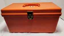 Vintage Sewing Thread Bobbin Box Case Wilson Wil-Hold Orange Plastic