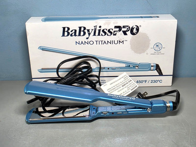 BaByliss Pro Nano Titanium 2'' Ultra-Thin Flat Iron -Blue, Dual Voltage, Ceramic