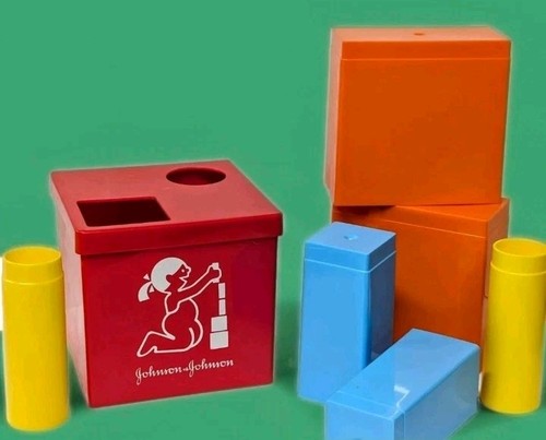 Johnson & Johnson Stack & Fit Shape Sorter Red Square Developmental Vintage