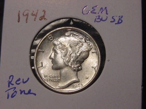 1942 MERCURY DIME GEM BU SB PQ ORIGINAL REVERSE TONE POPULAR DATE SHIPS FREE