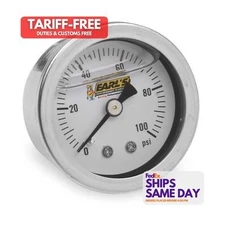 Earls 100187ERL, One Pressure Gauge 100Psi Liquid Filled Performance Racing Part