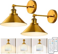 Battery Operated Wall Sconces, Wireless Wall Sconces Set of Two Battery Operated