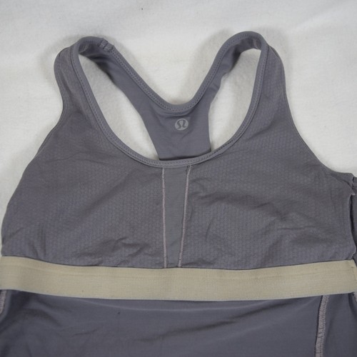 Lululemon Tank Grey Racerback Top Built-in Bra Yoga Shirt Stretch Size S (4-6) - Picture 9 of 11